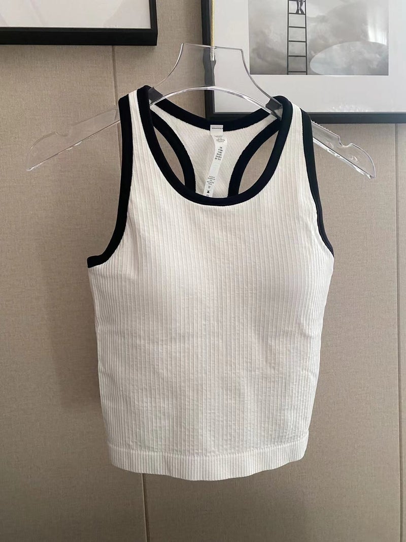 Quick-Drying Summer Sports Vest with Chest Pad – I-Shaped Slim Yoga Top for Adults - Image 1